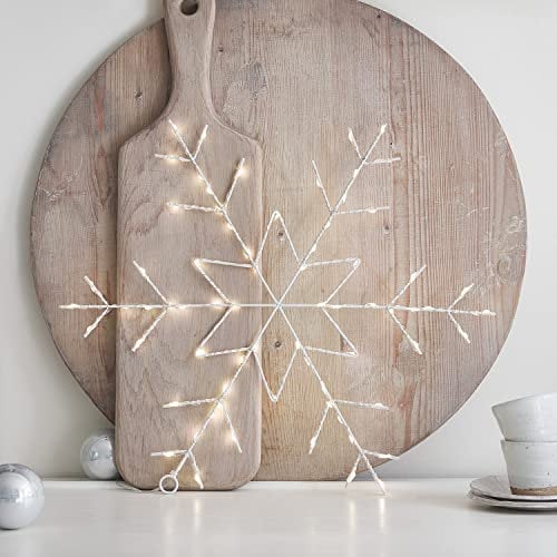 Lights4fun 70er LED Schneeflocke Osby Weihnachtsdeko Batterie Timer Weihnachtsbeleuchtung Innen