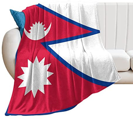 Higoss Decke mit Nepal-Flagge, Überwurf mit Länderflagge, Plüsch, superweich, warm, Flanelldecke für Couch, Bett, Sofa, Stuhl, tolles Geschenk für Freunde, Männer, Frauen, 127 x 152,4 cm