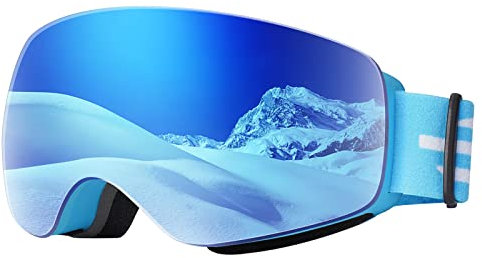 EasYoung Kinder Skibrille, Kinder Skifahren Snowboard Brille für Jungen Mädchen Junior, Schneebrille Helm Kompatibel