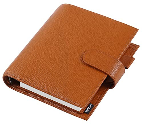 Moterm Personal-Wide Luxe Ringe Planer - Echtes Leder Binder Organizer (30mm Ring, Kiesel-Gebranntes orange)