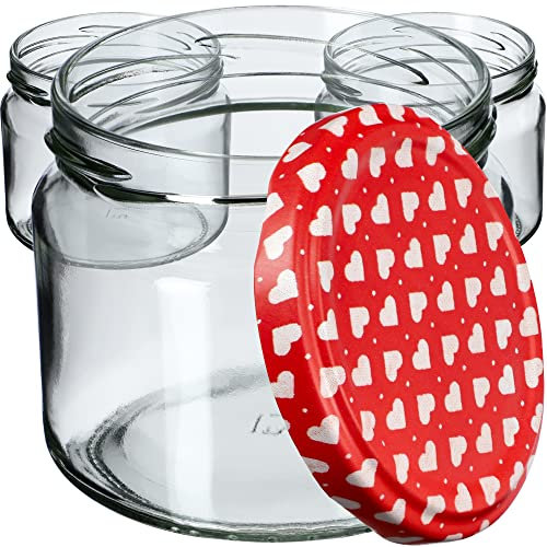 KADAX Lot de 10 Bocaux à Confiture Avec Couvercle à Visser, 330 ml, Pour Conservation de Miel (Cœur/10 Pièces)