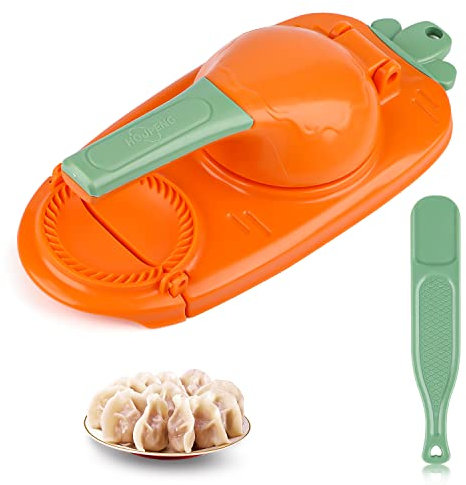 RUNEAY Pasta Maker, Dumpling Maker 2 in 1, stampa a forma di gnocchi, pressa manuale, macchina per gnocchi, ravioli maker per pasta (arancione)