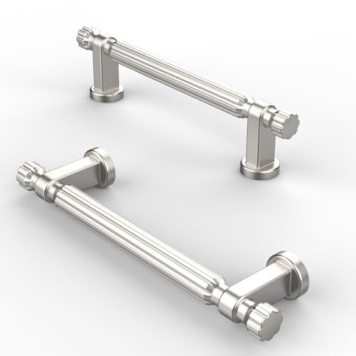 FURNIWARE Pack of 10 Cabinet Handles Brushed Nickel Kitchen Door Handles Hardware Drawer Pulls Kitchen Cabinet Door Handles Pull-96mm(3.8 Inch) Hole Center