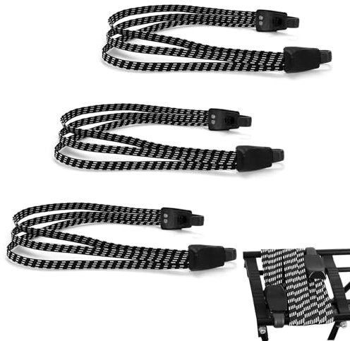 Fahrrad Spanngurt Elastische Gepäckgurt Spannseile mit Haken Gepäckspanner für Radfahren Motorrad Fixieren 3 Stück Schwarz