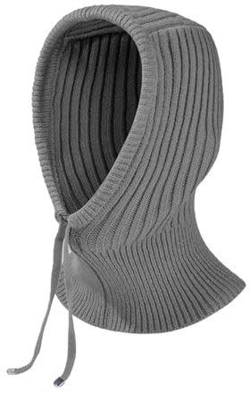 Rayson Damen Sturmhaube Strickmütze Winter Mütze Warme Kapuze Mütze Verstellbar Damen Herren Wintermützen für Draußen Balaclava(Grau)