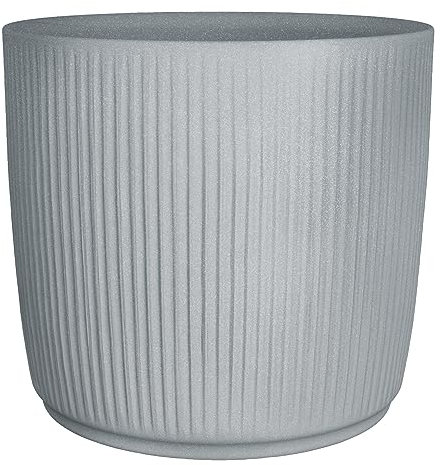Scheurich Linetto 47, Pflanzgefäß/Blumentopf/Pflanzkübel, rund, Farbe: Stony Grey, hergestellt mit recyceltem Kunststoff, 10 Jahre Garantie, für den Außenbereich