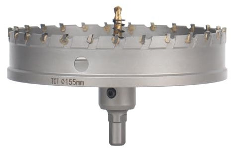 Vearter 155mm Scie Cloche en Métal, Carbure Tungstène Coupeur TCT Trou avec Foret de Centrage, pour Acier Inoxydable, Alliage, Cuivre, Fer, Plastique, Fibre de Verre