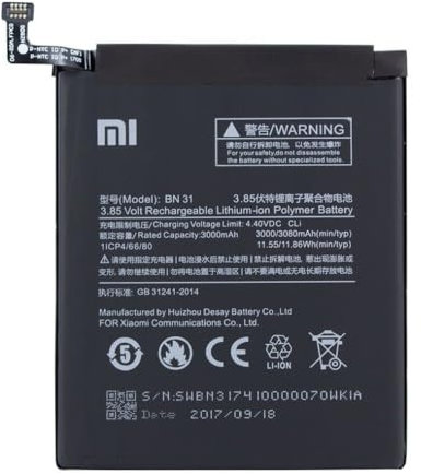 Batterie pour Xiaomi Redmi Note 5A/Y1/S2/Mi 5X/A1/A1 BN31 3800mAh