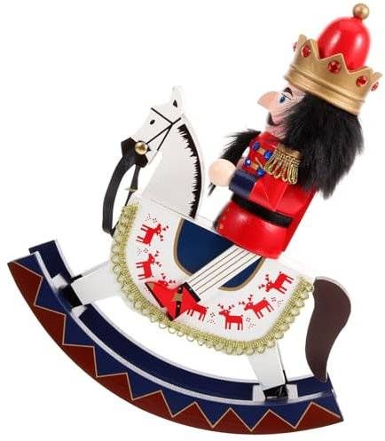 Cabilock Schaukelpferd Aus Holz Nussknacker König Nussknacker Marionette Holz Traditionelle Nussknackerfiguren Weihnachtstischdekoration Für Weihnachtstisch Regaldekoration 30 cm