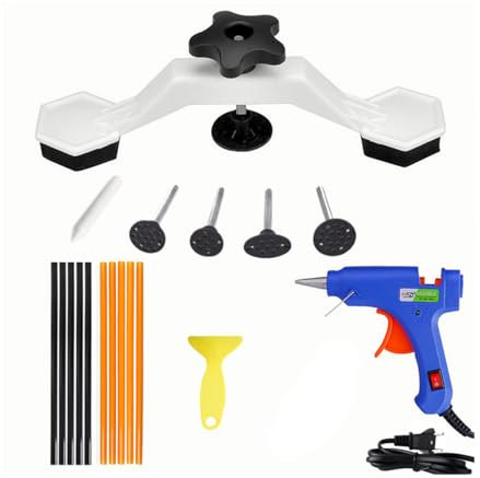 JNNJ 19 Stück Auto Dellenabzieher Set, Auto Dellen Reparatur Set Mit Heißklebepistole Brückenzieher, Beulen Reparaturset Für Fahrzeug Türbeulen Und Hagel Schäden