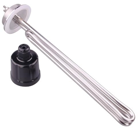 2Tri Clamp 220v Brewing Heating Element 2.5kw 3.5KW Long Folded Tubes 4.5KW 5.5KW Electric Immersion Water Heater (Color : Heater only, Size : BLACK COVER_3.5KW)