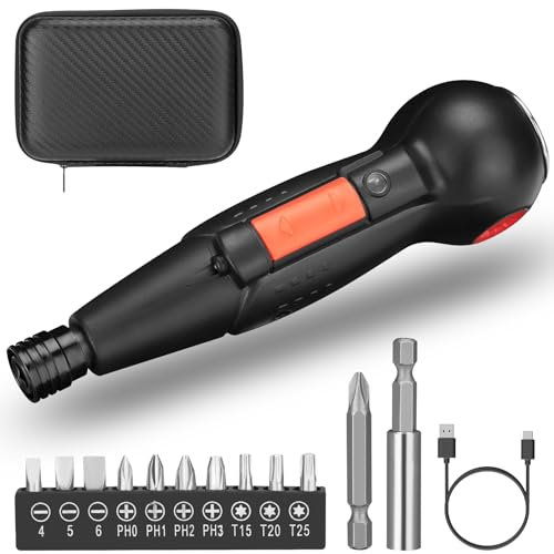 MUEZDUR Professional Akkuschrauber, 4.2V Mini Schraubenzieher Set, Elektrischer Schraubendreher 3/10 N.m Cordless Screwdriver Set mit USB kabel, Magnetischen Präzisionsbohrern, und Aufbewahrungsbox