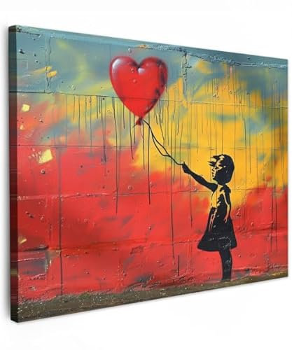 MuchoWow© Wandbilder 40x30 cm Schlafzimmer Home Deko Wohnung Bild Wohnzimmer Fotoleinwand Wand Bilder Leinwand Wall Decor Banksy - Kunst - Graffiti - Mädchen - Street art