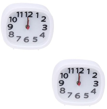 HOMSFOU 2St Kinderwecker studentischer Wecker Desktop-Wecker Ampel für Kinder Paclocken Jeansgürtel für klingeln Uhr kleine Uhr quadratische Uhr Schreibtisch Dekorationen Weiß