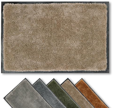 Astra Fussmatte innen rutschfest - nachhaltige Schmutzfangmatte weich - Läufer Flur waschbar per Hand - Türmatte pflegeleicht - Fußmatte beige 80x120 cm