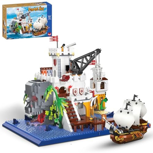 Hallisun Juguete de Bloques de Construcción, Pirate Bay Mini Juego de Ladrillos de Construcción, Modelo de Barco Kit de Juguete Adultos Adolescentes Niños 10+, 2461 Piezas
