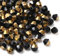 Preciosa Lot de 40 perles tchèques, en verre taillé, en cristal de Bohême, 4 mm, double cône, noir et doré AB