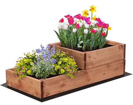 MODO24 Hochbeet Holz, 2-stufiger, Blumenkasten 18x30x63 cm, Braun | Komplettes Anzuchtset inkl. Schrauben, Dekoratives Gemüsebeet, Kräuterbeet & Blumenkasten für Garten und Terrasse