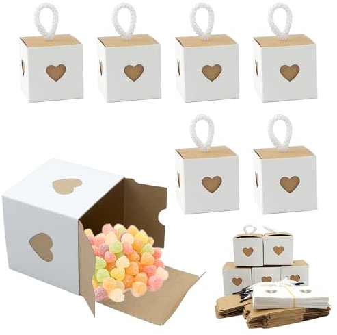 Rongxze 20 Stücke Herz Kleine Schachteln, Kleine Süßigkeitenschachteln, Pralinenschachtel Kleine für Süßwaren, Hochzeit, Jubiläen Geburtstage Taufe, Babyparty (5.5cm)