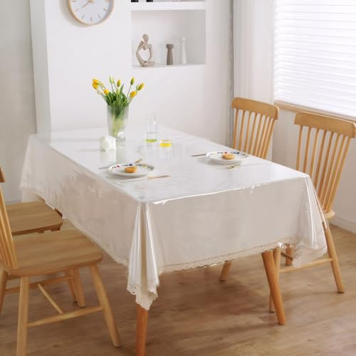 Tayuvira PVC Tischdecke Transparent, 0,13 MM Tischdecke Durchsichtig Abwaschbar Wasserdicht Fettdicht,Tischschutzfolie Klarsicht Plastiktischdecke f¨¹r Outdoor K¨¹Che Picknick (140 * 100cm)