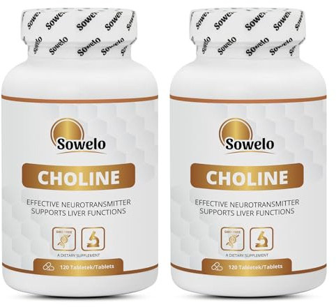 Cholin aus 500 mg Cholinbitartrat je Tablette, 2 x 120 Tabletten, Sowelo | 240 Tabletten – Cholin trägt zu normalem Fett- und Homocysteinstoffwechsel sowie zur Erhaltung normaler Leberfunktion bei