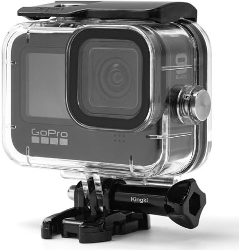 KINGKI 60M/196FT Waterproof Case for Go Pro Hero12 /Hero11 /Hero10 /Hero9,Protective Underwater Diving Housing Shell with Accessories for Hero12/11/10/9 Black Action Camera