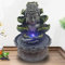 Zimmerbrunnen Buddha Decor Waterscape Brunnen - Zen-Dekor Wasser fließt auf 3 Ebenen Feng Shui Wohn Raum Dekoration mit 4-Farbigem RGB LED für Meditation & Entspannung 2w 220V