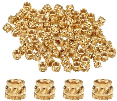 QUARKZMAN 50 Stück M2,5 Gewindeeinsätze aus Messing, M2,5x3mm, Ø 4mm gerändelte Einsätze, 3D Druck Messingmuttern, weibliche Gewindeeinsätze