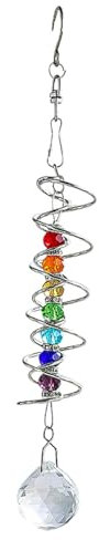 Windspiel mit reflektierender Kugel-Spirale – dekorativer Windmühlen-Stabilisator | -Windspiel-Ornament mit Haken, hängende Dekoration für Fenster