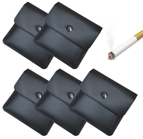 SGERUFZ Cendrier de Poche, 5 Paquet Portable, Réutilisables, Ignifuge, sans Odeur, cendrier de poche anti odeur, Poche Etrave Cendres de Cigarette