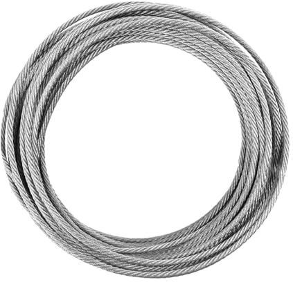 Cable de Acero Inoxidable, 20m Cuerda de Alambre de Acero Inoxidable, Cable de Acero 5mm, 7 x 7 Trabajo Pesado Cables Metalicos para Exteriores, Jardín o Manualidades