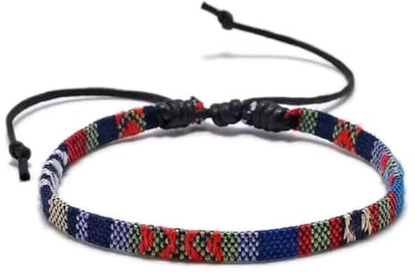 TRIPLE K&S Surfer armband Herren & Damen • 100% Wasserfest & Handmade • Perlen-Armband Boho Stoff-Armband • Hippie Sommer Strand-Schmuck (Nautical nomad)