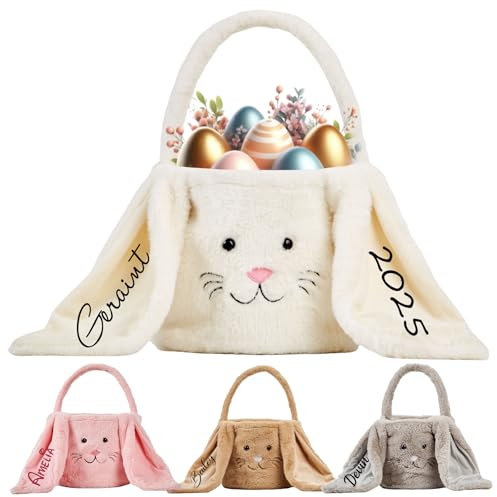 Personalisierte Osterkörbchen - Monogrammiert mit Namen,Osterkorb Kinder,Ostereierjagd Körbe,Osterkörbchen mit Henkel,Ostergeschenke für Kinder