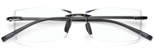 DOOViC Blaulichtfilter Lesebrille 1.0 Rahmenlos Rechteckig Grau Computerbrille mit Sehstärke für Damen/Herren