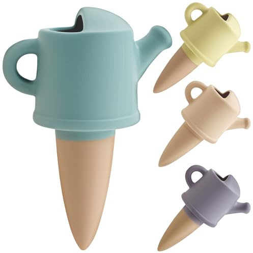 KTCINA 4Pcs Clay Tips Irrigation Self Watering Spikes Plant Terracotta Watering Globes Ceramic Water Irrigation Spike Automatic Garden Waterer for Outdoor, Indoor Plants, Wine Bottle