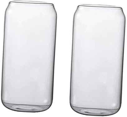 Alipis 2piezas Vasos De Vidrio Transparente Forma De Lata para Té y Bebidas Frías Diseño Creativo y Práctico para Hogar para y Ocasiones Especiales