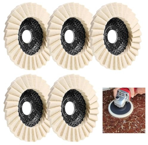 5 Stk Polierscheibe 125x22.2mm Filz Polierfächerscheibe für Winkelschleifer | Flex Polier Scheibe Glanz Polierscheiben aus Wollfilz zum Schleifen und Polieren von Lack Holz, Edelstahl Plastik