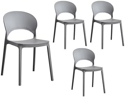 LC Garden »Vini« 4er Set Gartenstühle anthrazit Stapelstühle Bistrostühle Kunststoff stapelbar wetterfest