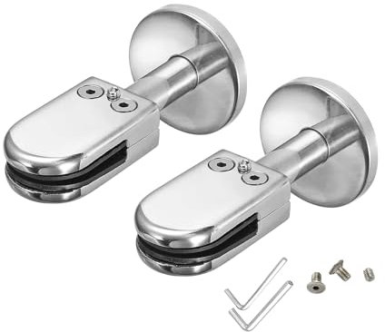 ZAYIUKI Abrazaderas de cristal de acero inoxidable plateado cepillado para montaje de paneles, vallas de piscina, soportes de cristal de 8 x 10 mm