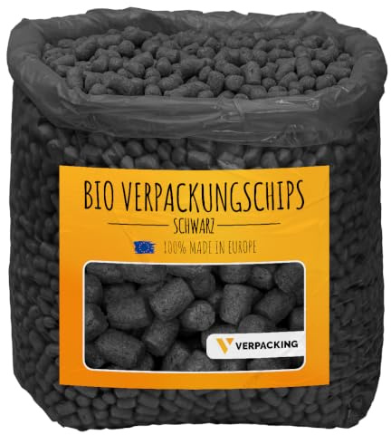 verpacking Verpackungschips aus Maisstärke biologisch abbaubar [Farbe und Menge wählbar] Füllmaterial für Pakete Schwarz 25 Liter