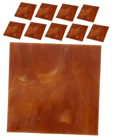 Tofficu 10pcs Carreaux Artisanaux en Verre Marron pour Vitraux Motifs Uniques et Transmission Lumineuse, pour Décorations de Mosaïques et Fresques D’église