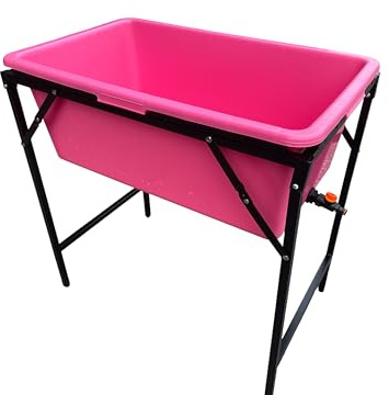 Dog Bath Tub 90l Capacity With Drain Tap (fits spaniel size dog) Available With Stand or Freestanding Pink,Blue or Black (pink with stand)