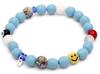 Kuzzoi Buddha Herren Armband aus Glas und Harz Perlen Stretcharmband