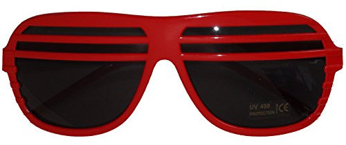 Spassprofi Rote Atzenbrille Sonnenbrille Shutter Shades Atzenbrillen Brille Partybrille rot