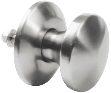 Amig - Pomo Fijo para Puertas de Interior Mod. 20 - ø80 x 70 mm - Con Embellecedor de Roseta - Agarre Ergonómico - Para Puertas con Grosor Máximo de 70 mm - Acero Inoxidable 18/8 Mate
