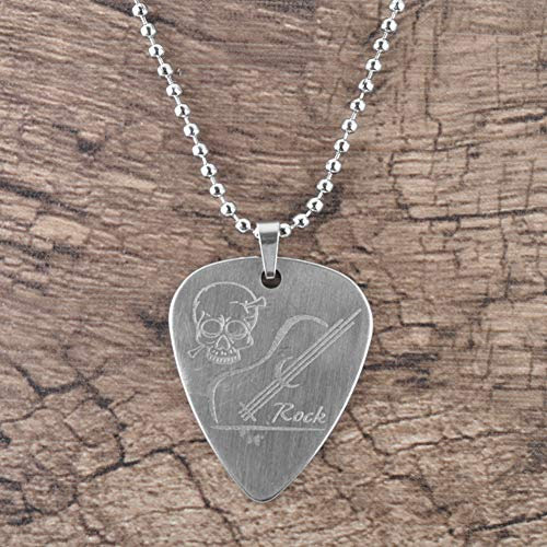 Halskette Plektrum, Edelstahl Halskette Plektrum Zubehör für Gitarre(Totenkopf)