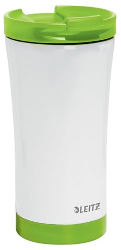 Leitz WOW Travel Mug, Stainless Steel, Thermal Insulation for Hot and Cold Beverages, Reusable - Green