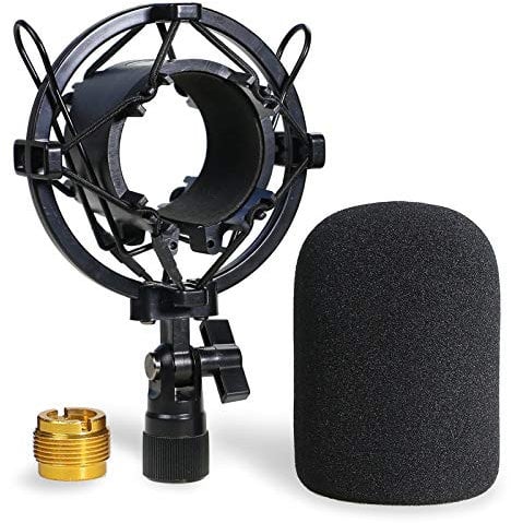 AT2020 Shock Mount with Pop Filter - Foam Windscreen with Microphone Mount Reduces Vibration Noise and Blocks Out Plosives for Audio Technica AT2020 AT2035 ATR2500 Condenser Mic by YOUSHARES