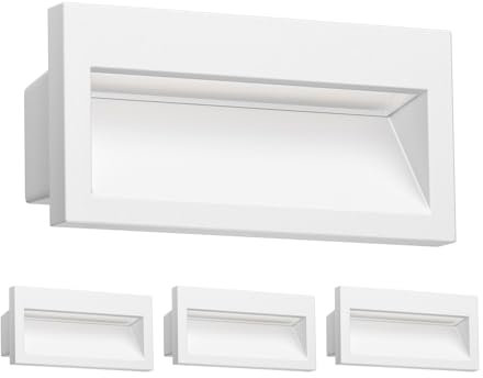 ledscom.de 4 Stück LED Wandeinbauleuchte NOLA, Downlight für außen, IP54 matt, 140 x 70mm, warmweiß
