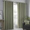 Fusion - Strata - Blockout Pair of Eyelet Curtains - 46 Width x 54 Drop (117 x 137cm) in Green